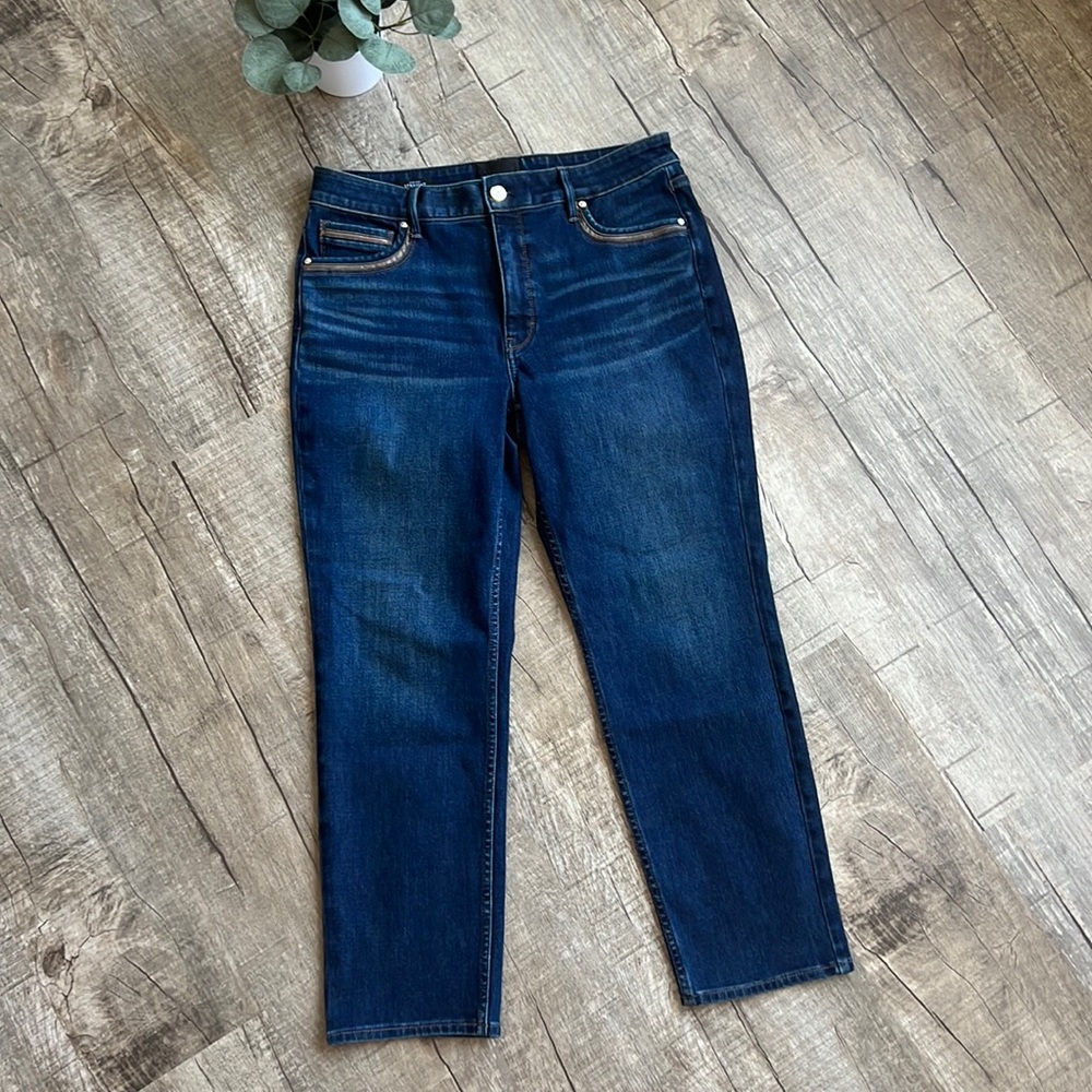 White House Black Market high rise straight sculpt denim jeans size 12